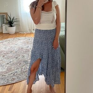 Blue floral maxi skirt